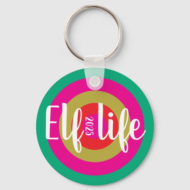 Christmas "Elf life"  Key Ring (Front)