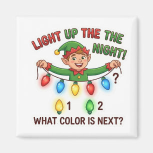 Christmas Elf Lights Pattern Logic Game Magnet