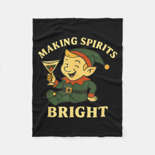 Christmas Elf Martini Funny Alcohol Saying Srits B Fleece Blanket