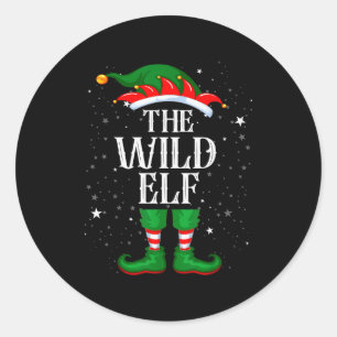 Christmas Elf Matching Family Group Funny Wild Elf Classic Round Sticker
