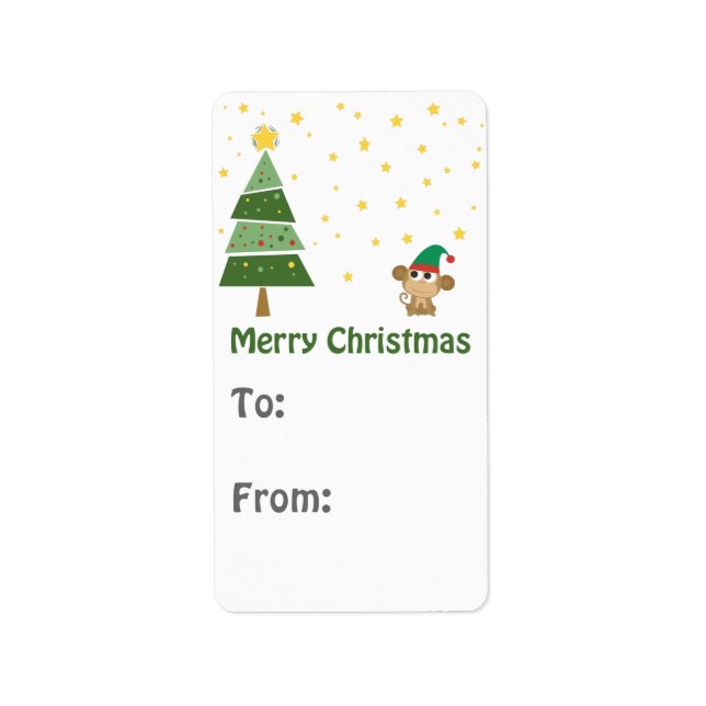 Christmas Elf Monkey Gift tag (Front)