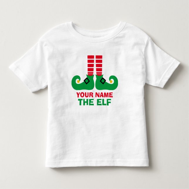 Christmas Elf Name Personalise Toddler T-Shirt (Front)