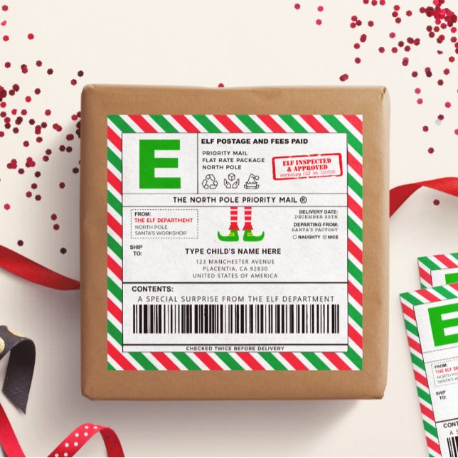 Christmas Elf North Pole Address Shipping Labels (Creator Uploaded)