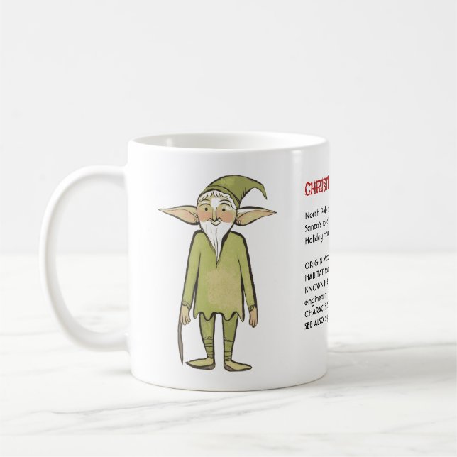 Christmas Elf North Pole Craftsperson Dictionary Coffee Mug (Left)