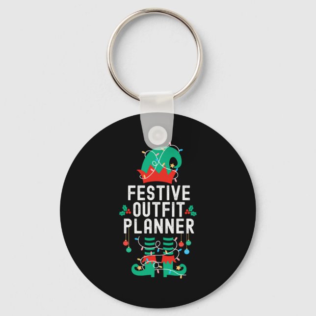 Christmas Elf Office Team Party Family Matching _1 Key Ring (Front)