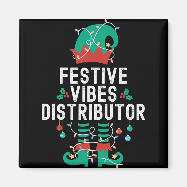 Christmas Elf Office Team Party Family Matching T  Magnet (Front)