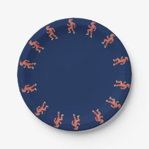 Christmas elf on blue background  - Christmas eve Paper Plate