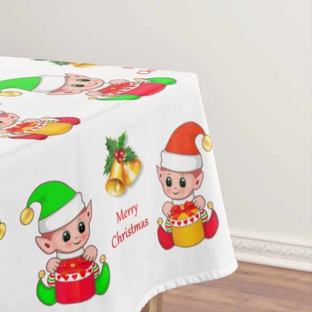 Christmas Elf on White Tablecloth (In Situ)