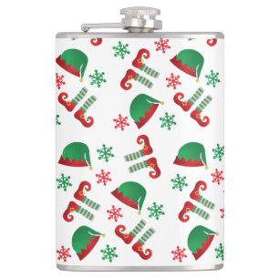 Christmas Elf Outfit Pattern Hip Flask