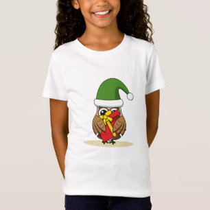 Christmas Elf Owl with Present T-Shirt