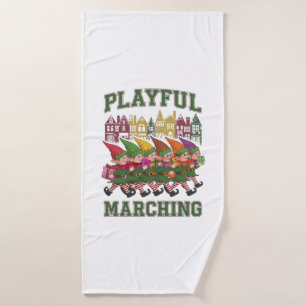 Christmas Elf Parade Bath Towel
