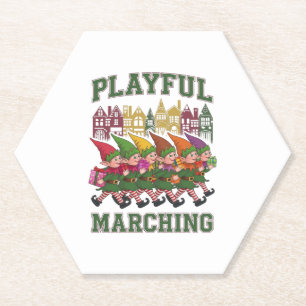 Christmas Elf Parade Paper Coaster