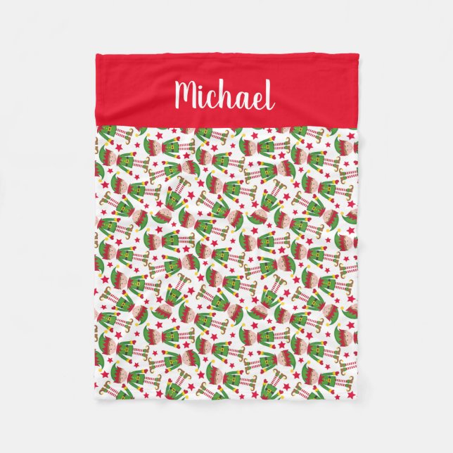 Christmas Elf Personalised  Fleece Blanket (Front)