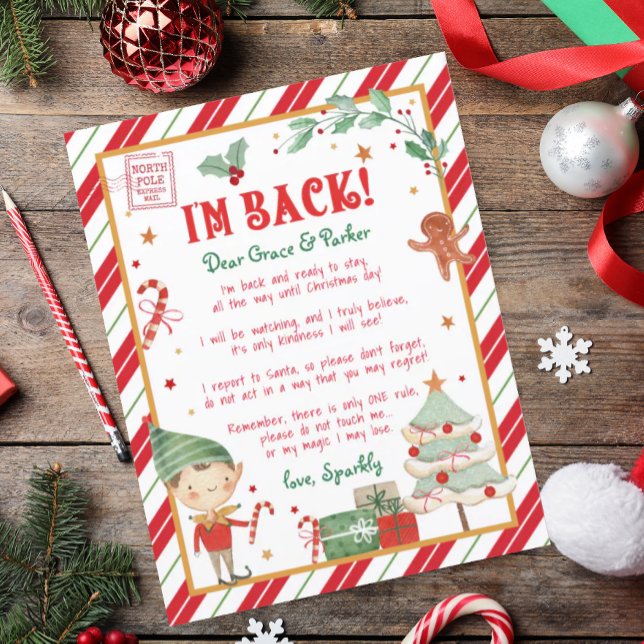 Christmas Elf personalised letter Poster (Christmas elf welcome letter)