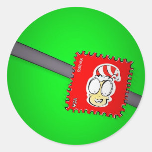 Christmas Elf Postage Stamp Classic Round Sticker