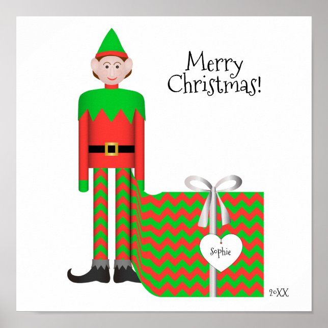Christmas Elf Poster - Chevron Gift Package (Front)