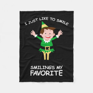 Christmas Elf Quote Smiling Shirt Fleece Blanket