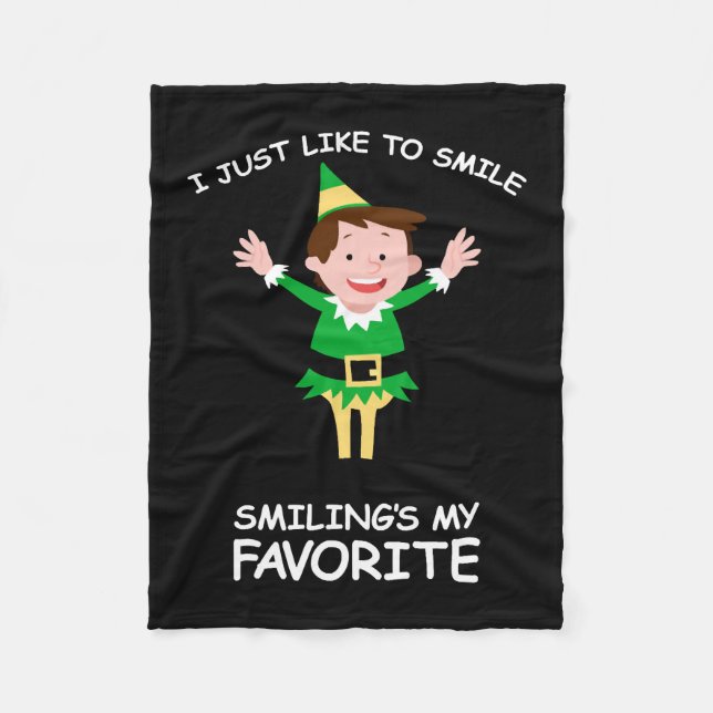 Christmas Elf Quote Smiling Shirt Fleece Blanket (Front)