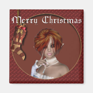 Christmas Elf - Redhead Design 1 - Fantasy Magnet