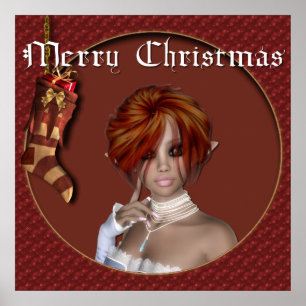 Christmas Elf - Redhead Design 1 - Fantasy Print