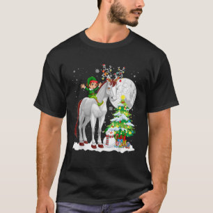Christmas Elf Riding Reindeer Horse Snowman Xmas T T-Shirt