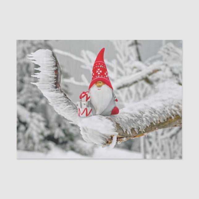 Christmas Elf Snowy Trees Tissue Paper (Front)