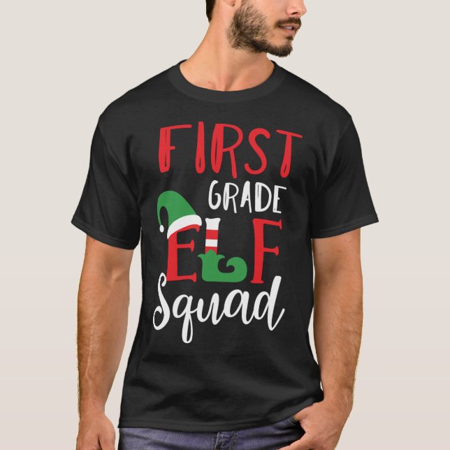 Christmas Elf Squad First Grade Teacher Top (Front)