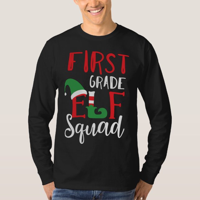 Christmas Elf Squad First Grade Teacher Top (Front)