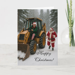 Christmas Elf stealing Santa's digger card