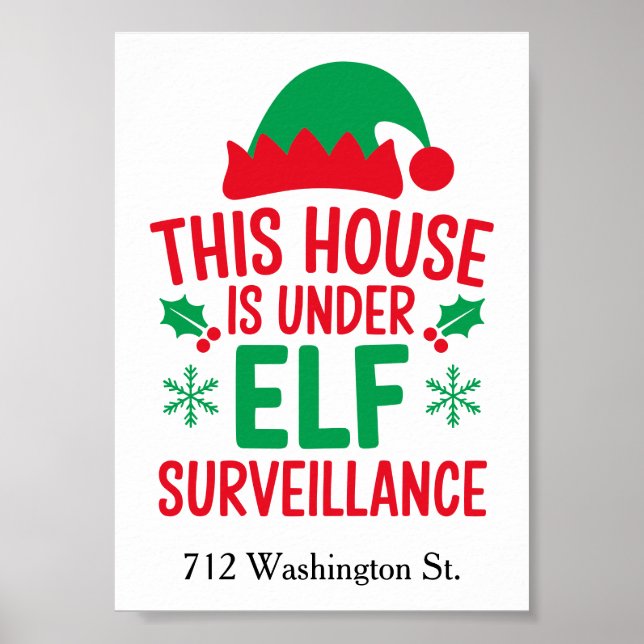 Christmas Elf Surveillance Add Your Address Small Poster (Front)