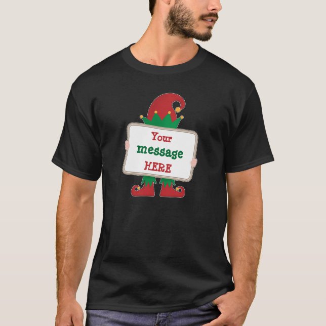 Christmas Elf T-Shirt with Personalised Message (Front)