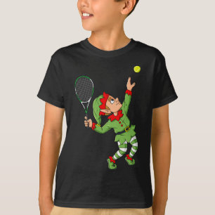 Christmas Elf Tennis Fun Boys Girls Kids Teens Xma T-Shirt