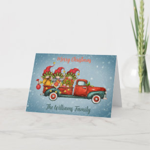 Christmas Elf Truck Thank You Card