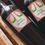 Christmas Elf Wine Label<br><div class="desc">Fun elf legs wearing red and ivory striped tights and green boots with jingle bells, and your holiday Christmas greeting in chic lettering. Personalise these wine bottle labels to serve at your holiday party or to give as gifts or party favours for business gifts, corporate gifts, CHANGE THE WORDING to...</div>