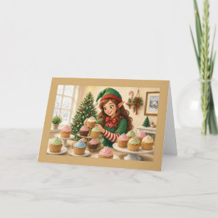 Christmas Elf with Frosted Cupcakes Card