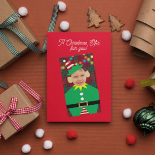 Christmas Elfie Personalised Photo Christmas Holiday Card