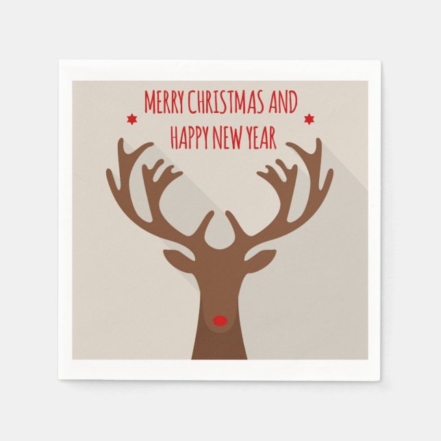 Christmas elk hipster reindeer Merry Christmas Napkin (Front)