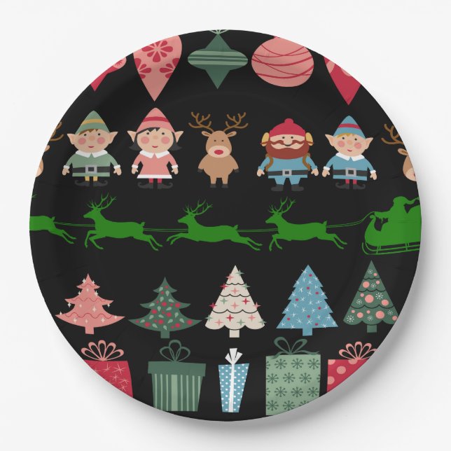 Christmas Elves and More Paper Plate (Front)