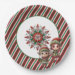 Christmas Elves Holiday Party Paper Plate