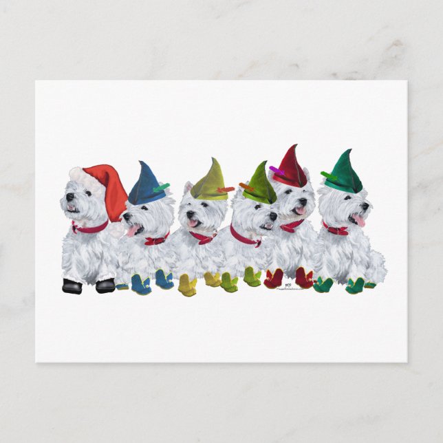 Christmas Elves Holiday Postcard (Front)