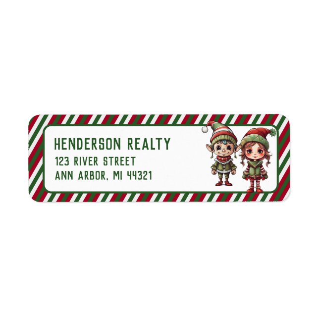 Christmas Elves Holiday Return Address (Front)