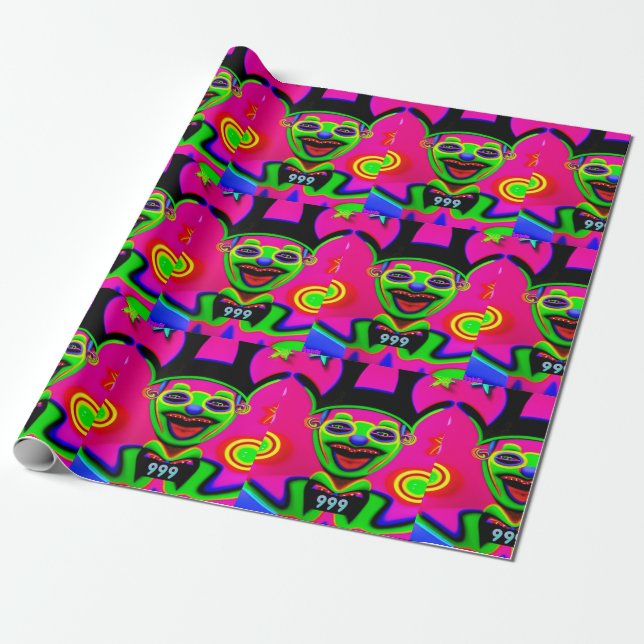 Christmas Elves neon Wrapping Paper (Unrolled)