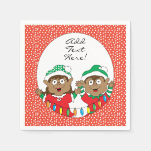 Christmas Elves of Color Napkin