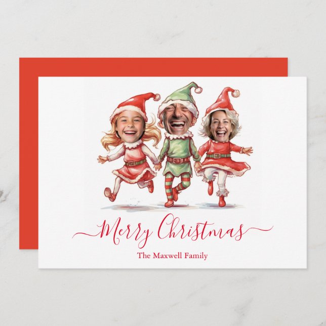 Christmas elves photo holiday card (Front/Back)
