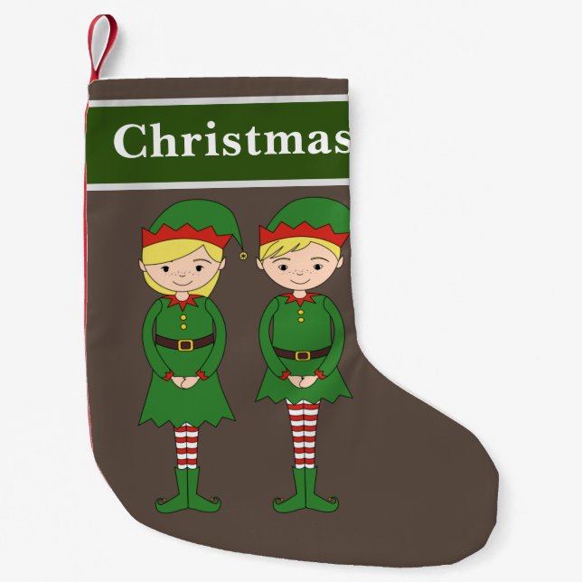 Christmas Elves Small Christmas Stocking (Front)