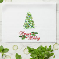 Christmas Embroidered Look Kitchen Towel
