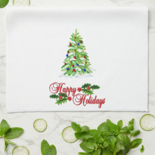 Christmas Embroidered Look Kitchen Towel