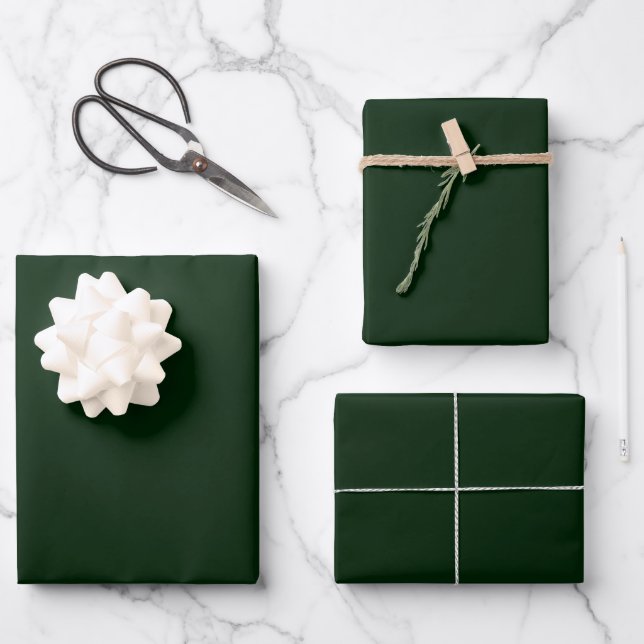Christmas emerald green solid luxury dark wrapping paper sheet (Front)