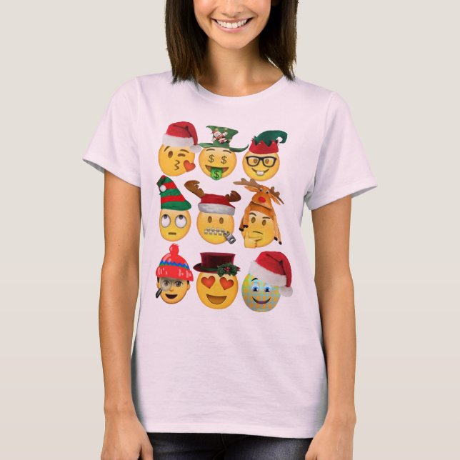 christmas emoji decoration funny women mens hoodie T-Shirt (Front)