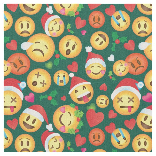 Christmas Emoji Print Fabric (Close Up)